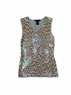 Parallel Women's Sequin Tank Top Size Medium 100% Cotton Sleeveless